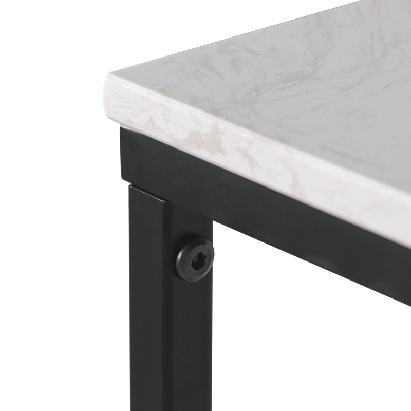 White Quartz Rectangular Console Table