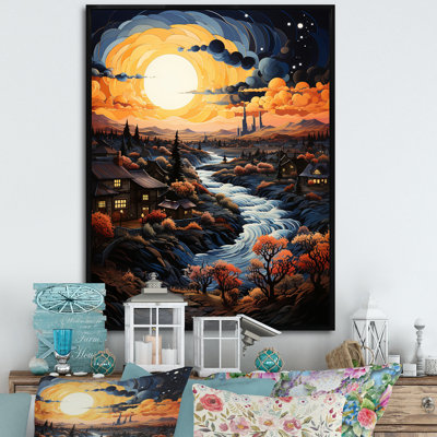 «Van Gogh», reproduction d'art sur toile, «Vangogh Village At Sunset I»
