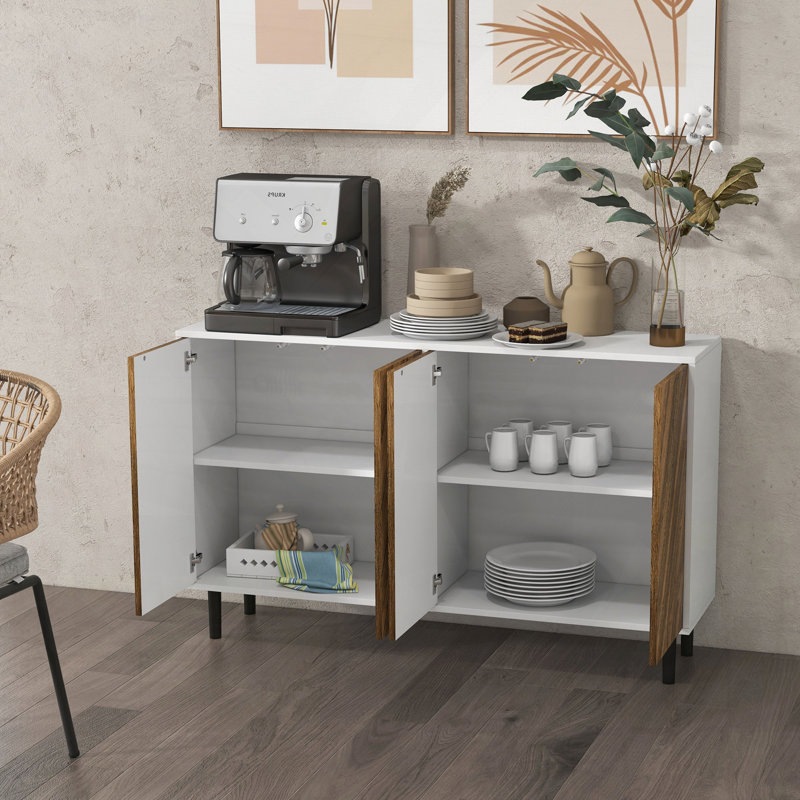Buffet de cuisine moderne avec tablettes réglables et portes à chevrons