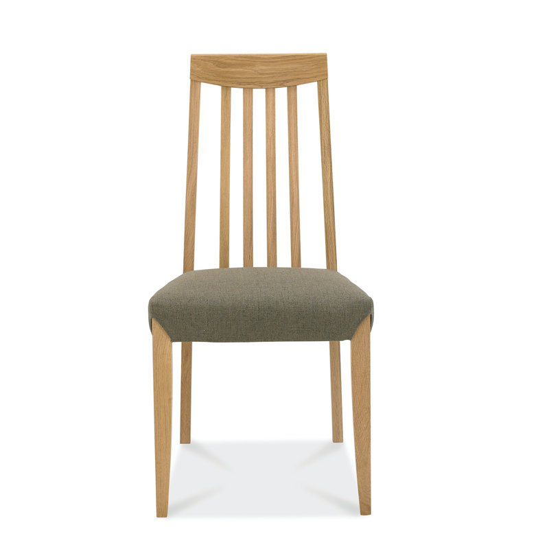 Izzie Upholstered Slat Back Side Chair, Oak, Green