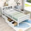 Lit simple en bois avec support de tête de lit et deux tiroirs-440383612