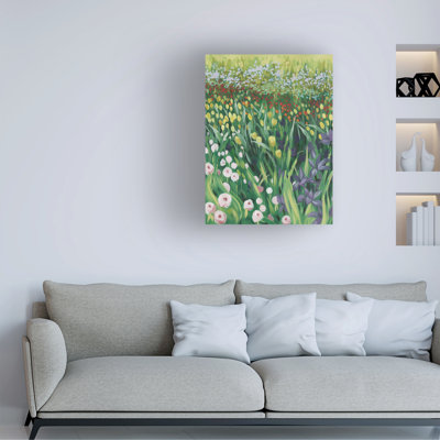 Bolognaise "parmi les fleurs I", reproduction sur toile