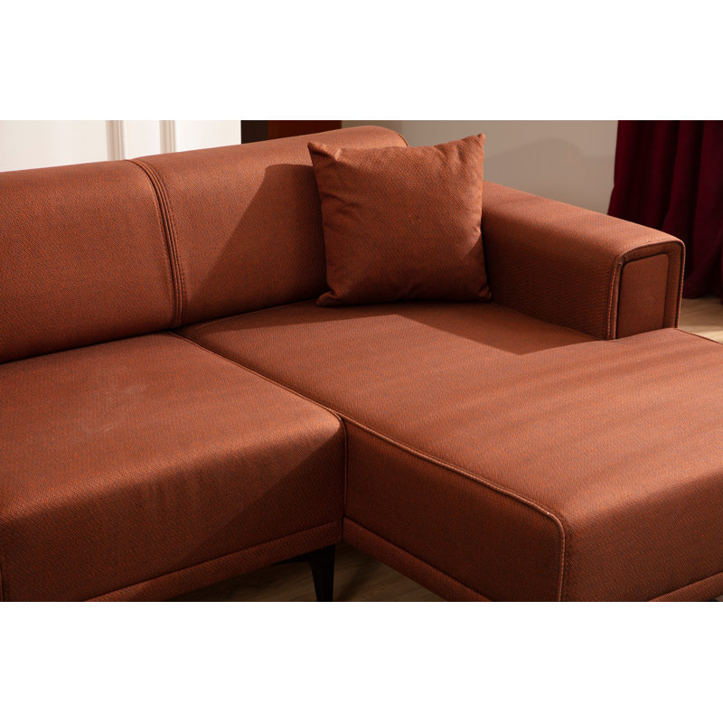 Canapé-lit d'angle, Orienté à droite, Mélange de polyester orange
