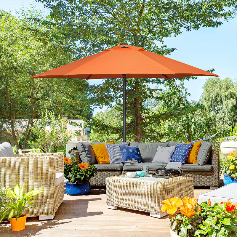 Parasol d'extérieur 6,6 pi avec parasol 6,6 pi, Orange