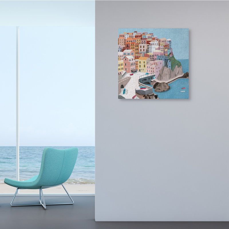«Cliffside City Skyline Seaside Urban Architecture» par Carla Daly - impression, Toile tendue, H 24 po x l 24 po x P 1,5 po