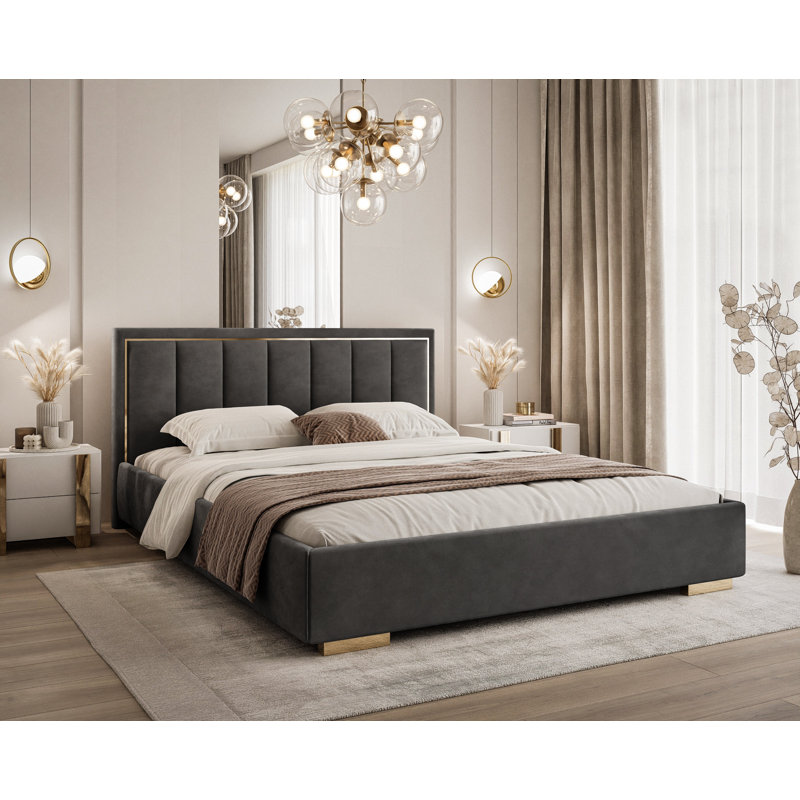 Upholstered Bed, Single (3'), Dark Grey