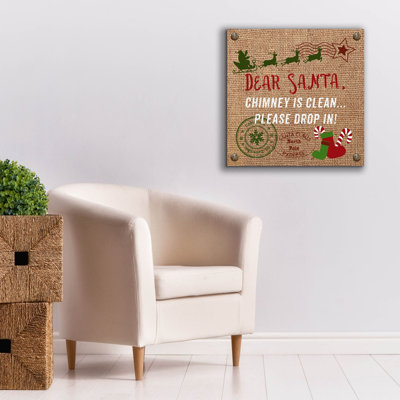 «Christmas On Burlap 2» par Jean Plout, art mural sur toile, 26 po x 26 po