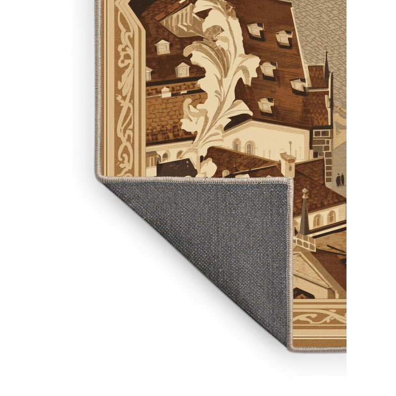 Soft Plush Collier Krakow Old Town Vintage Vintage Look Area Rug in Brown – Beige Binding, 8x10