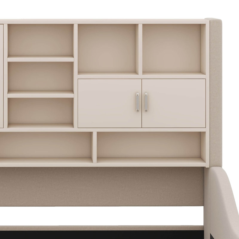 Lit de jour simple avec revêtement, comprend un lit gigogne relevable, Beige