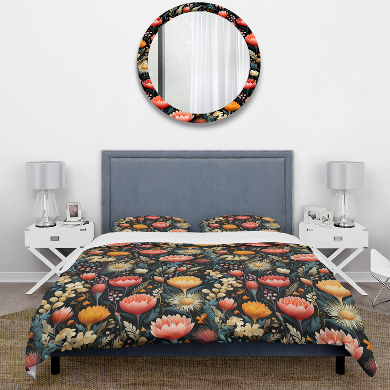 Ensemble de housse de couette à motif floral Whimsical Bohemian Bliss Floral Pattern V