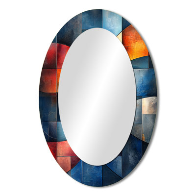 Unity In Strength USA Flag Fragments V - Red Oval Wall Mirror Decor