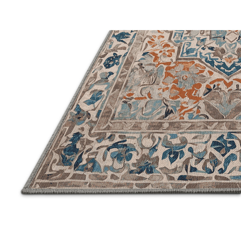 Machine Washable Gray Area Rug, Rectangle 3' x 5'