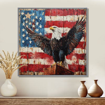 Patriotism Eagle And Usa Flag Scenery III - Eagle Wall Art for Living Room