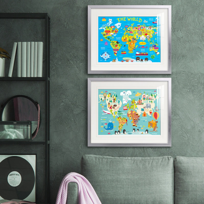 Reproduction de photo sur toile, Papier avec cadre argenté, Blanc mat