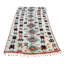 Tapis unique brun clair / sarcelle / orange / noir des années 1980 de 4 pi 2 po x 8 pi 10 po One-of-a-Kind