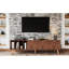 Meuble audio-vidéo Mid-Century moderne, meuble télé 70 po, pieds en bois massif, noyer, espace de rangement suffisant pour console multimédia, meuble avec salon supplémentaire