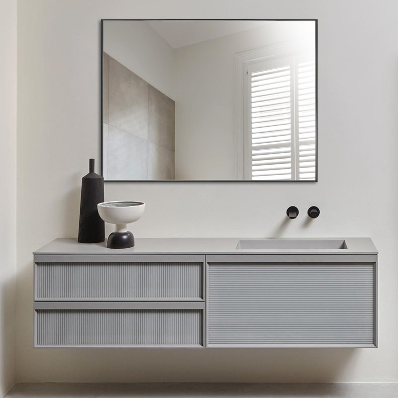 Miroir de salle de bain moderne et contemporain , Noir, noir, noir, noir, 48 po x 36 po