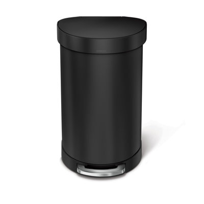 simplehuman 45L semi-round pedal bin, matte black steel