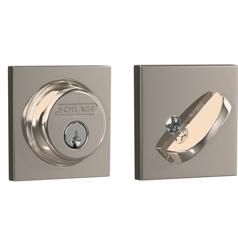 Single Cylinder Deadbolt with Collins Trim, Polished Nickel