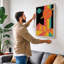 Cosmic Mountains Retro - Wrapped Canvas-205637146-205637149
