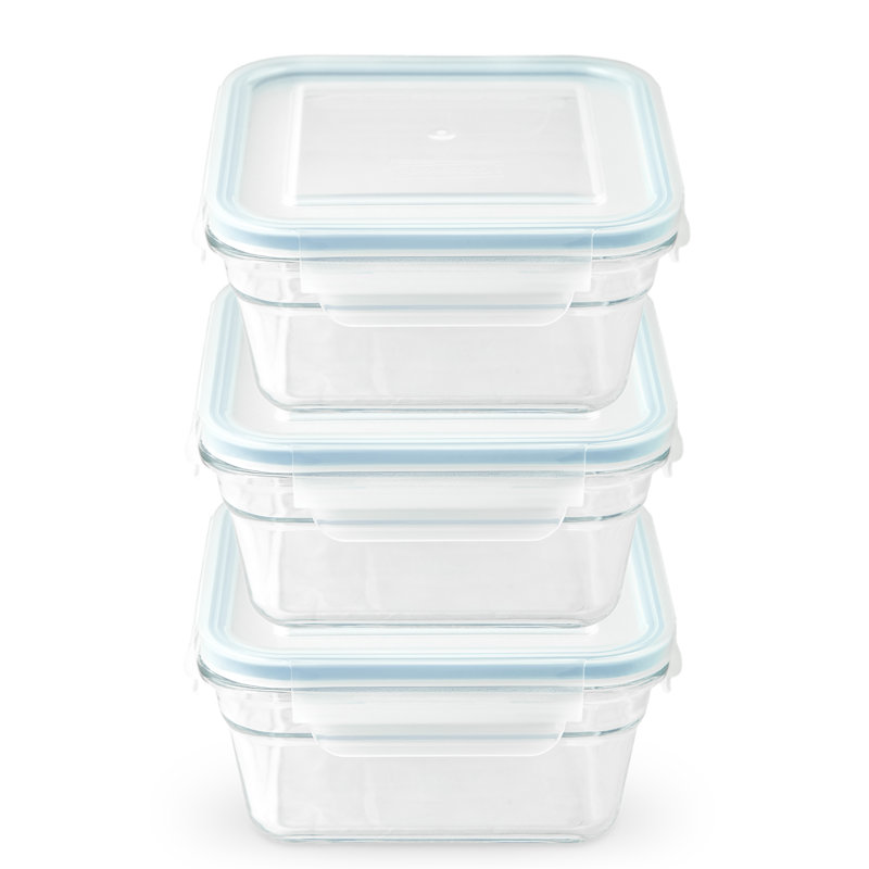 Clear Glass Square Food Storage Jar Set - 3 Pieces