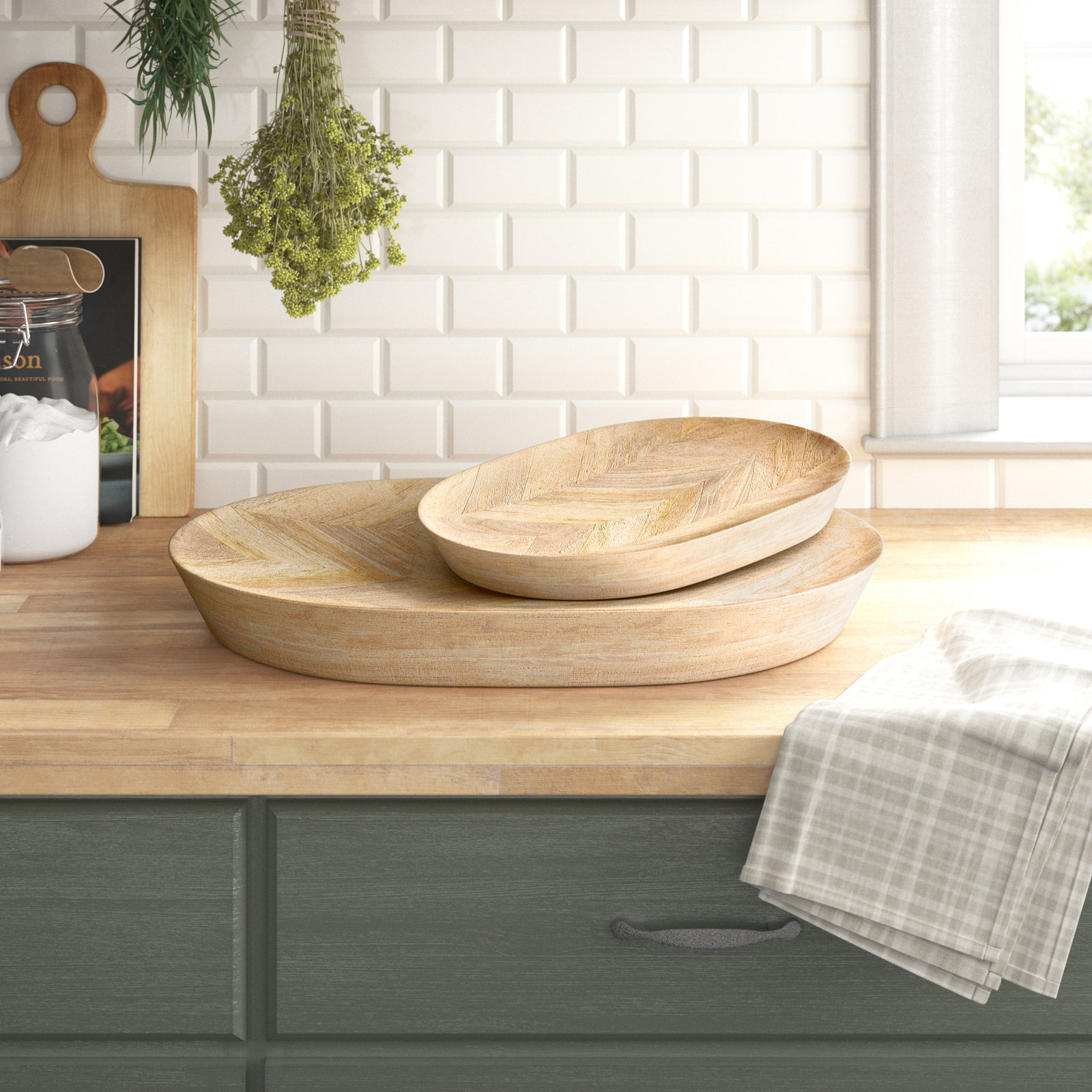 Solid Wood Tray - Set of 2