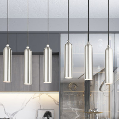 Luminaire suspendu linéaire à 6 lumières pour îlot de cuisine Veikko