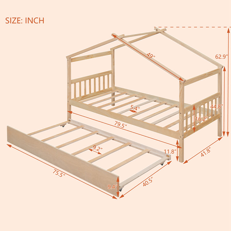 Lit plateforme Travilah, Naturel, Simple