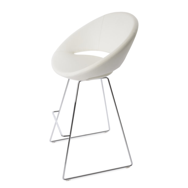Tabouret de bar et de comptoir Crescent, Cuirette - Blanc, Tabouret de bar (siège d'une hauteur de 29 po)
