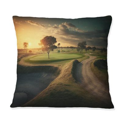 Coussin décoratif imprimé Golf Golf At Sunset I - Sport Golf