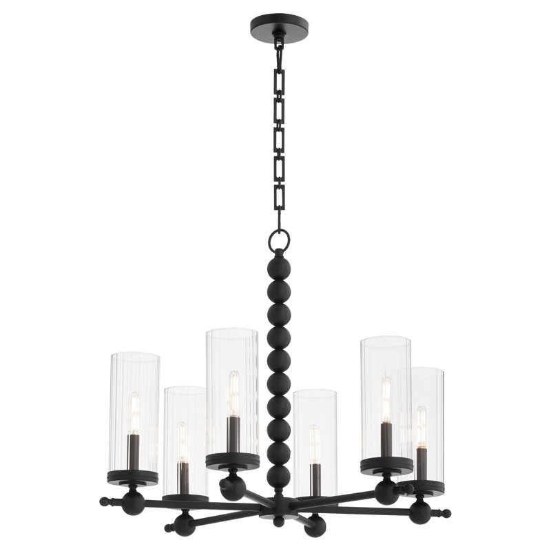 Lustre en verre 6 lumières LEE Boulevard, Matte Black