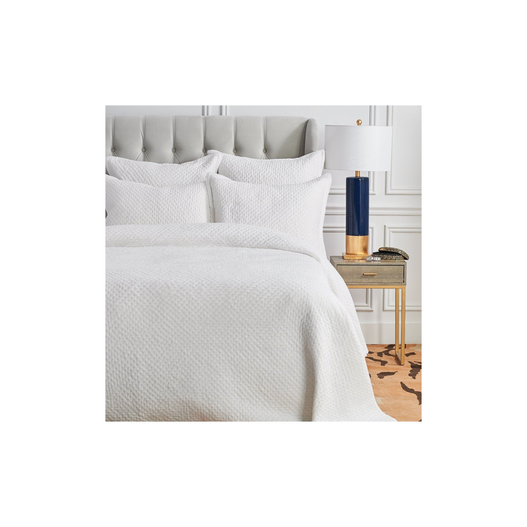 Adria White 100% Cotton 300 TC Duvet Cover, White, Queen