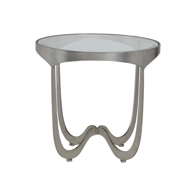 Metal Designs Sophie Round End Table, Silver Leaf