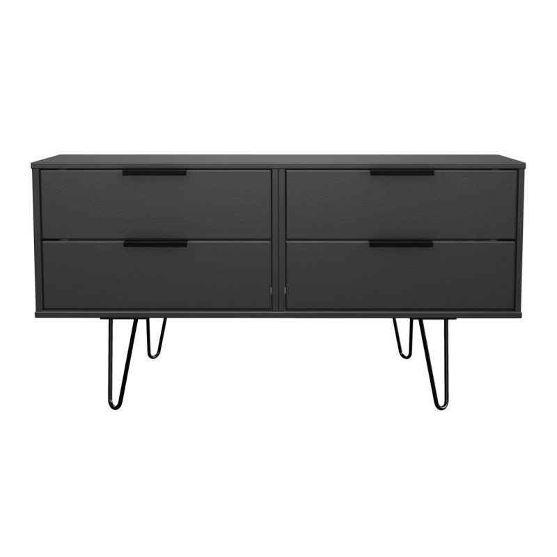 Fully Assembled Berryhill 4 Drawer 112Cm W Chest of Drawers, Black