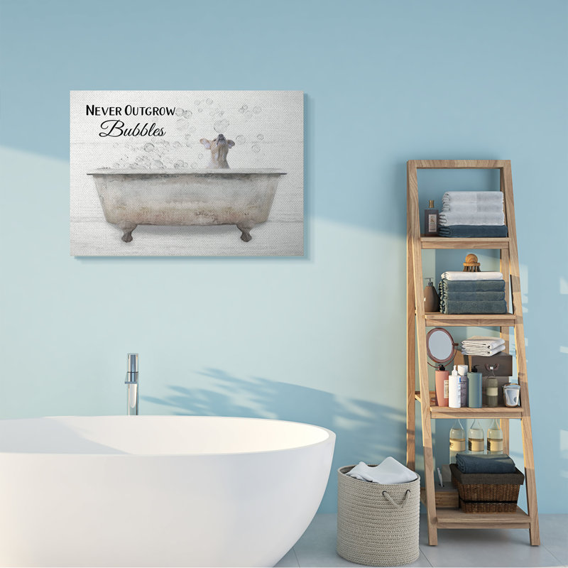 «Happiness Is A Bubble Bath Dog In Tub Word Design XXL», art mural sur toile tendue par Lori Deiter, Toile tendue