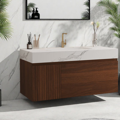 Meuble-lavabo moderne de 36 po (doit inclure le meuble-lavabo et le lavabo), baignoire en noyer