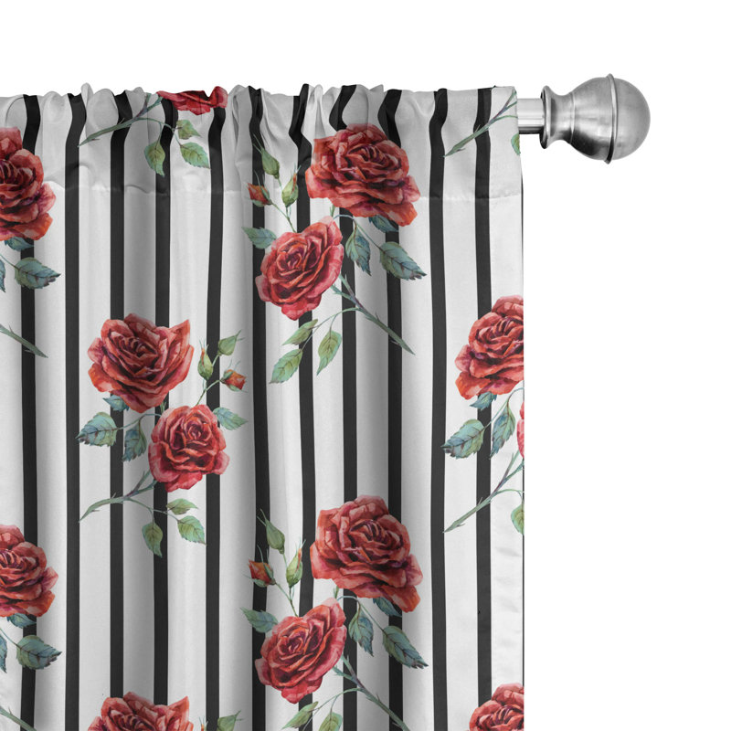 Watercolor Floral Semi-Sheer Rod Pocket Curtain Panels, 28" x 63"