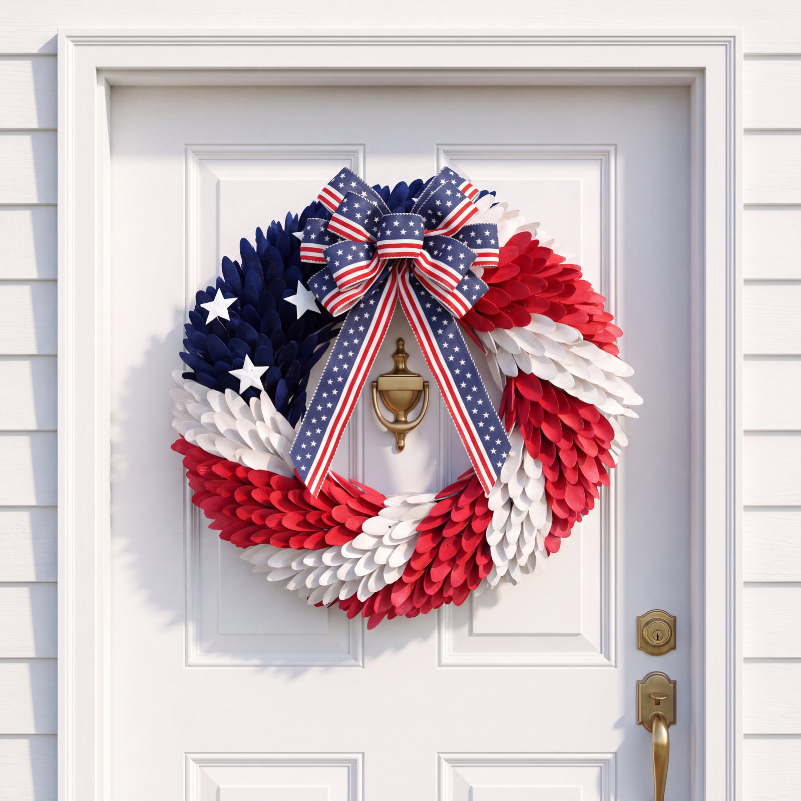2 Pack 4th Of July Decor Bow For Wreath,red White Blue Stripe Stars Tree Topper Bows For Patriotic,independence Day,memorial Day,veteran's Day,front Door Indoor Outdoor Decorations
