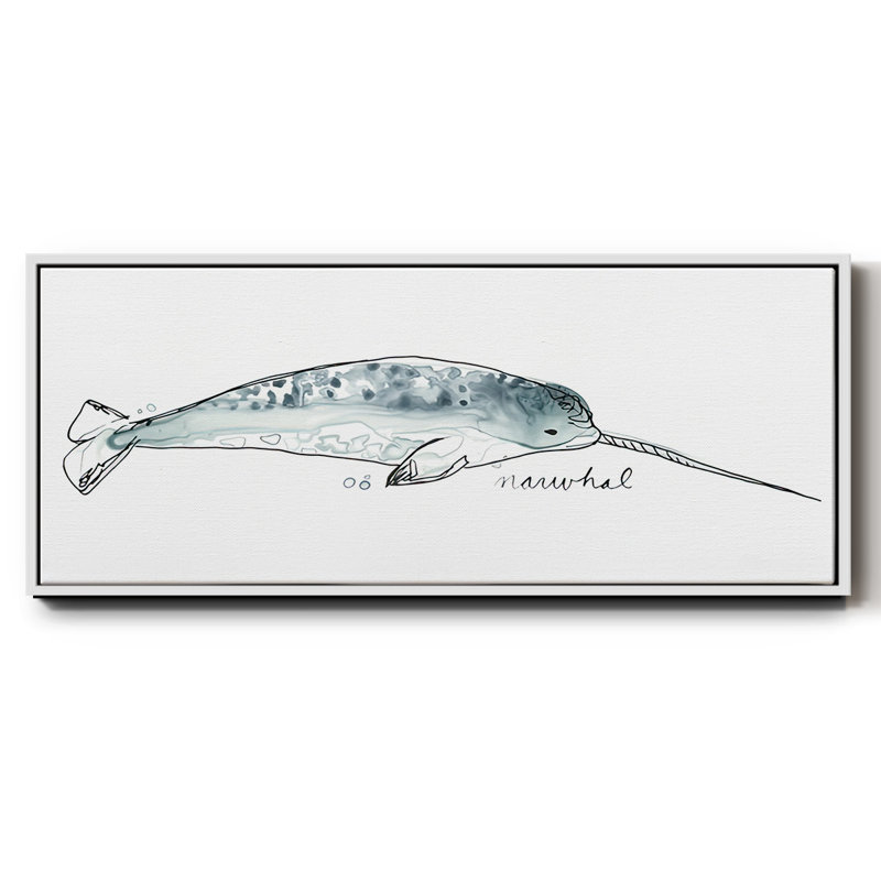 Whale III- Framed Canvas, 8" H x 20" W