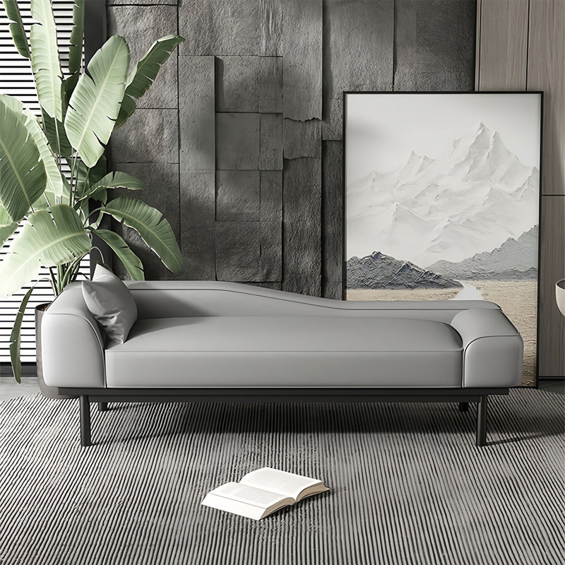 Leather Match Upholstered Bench, 21.65" H x 78.74" W x 21.65" D, Gray
