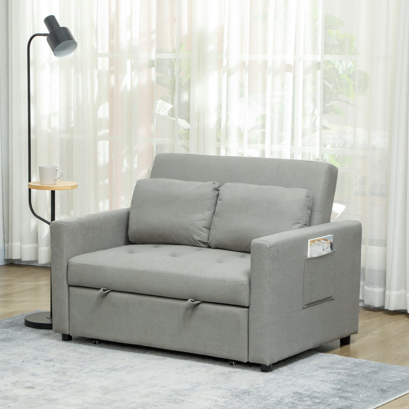 Nencho 2 Seater Sofa Bed, 120 cm Convertible Bed Settee, Light Grey