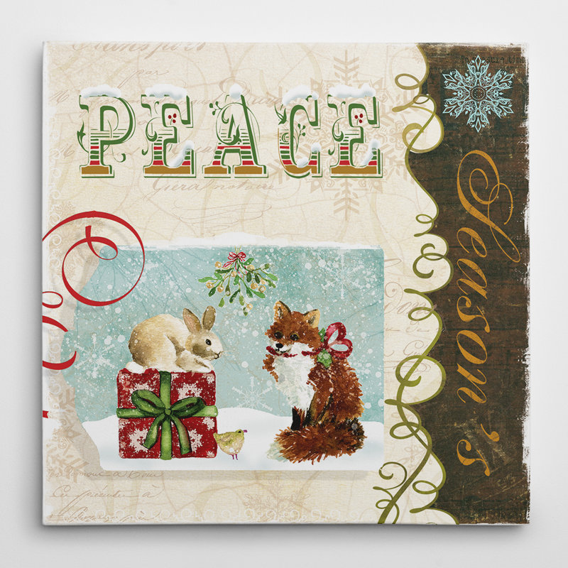 «Vintage Tag Fox Rabbit», impression, H 16 po x l 16 po x P 1,5 po, Toile tendue