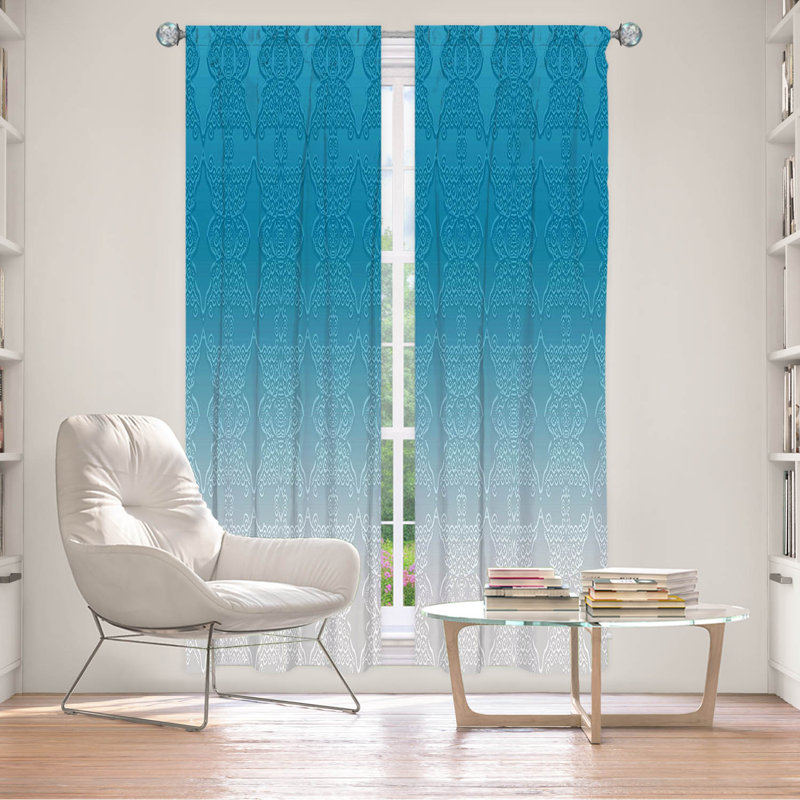 Vandela Room Darkening Curtain Pair, 20" W x 82" L, Aqua/Blue/White