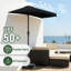 Parasol de patio semi-latéral en acier de 9 pi avec système de levage à manivelle, 5 nervures robustes imperméables, parasol de table de patio UPF 50+, tissu de qualité supérieure, protection contre les rayons UV, noir-769577557