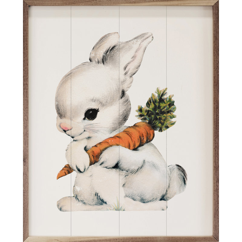 Lapin rétro avec carotte, H 20 po x l 16 po x P 1 po