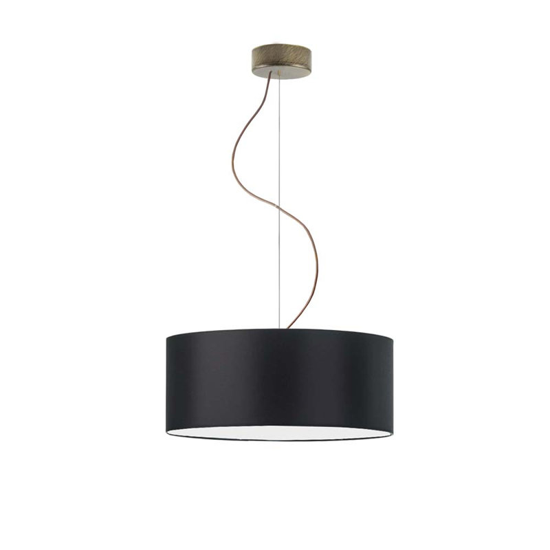 Aubryelle 3 - Light Drum Pendant, Antique Gold, Black, 120cm H x 40cm W x 40cm D