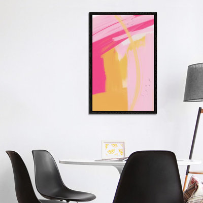 Pink And Yellow Abstract by Leah Straatsma - Painting on Canvas