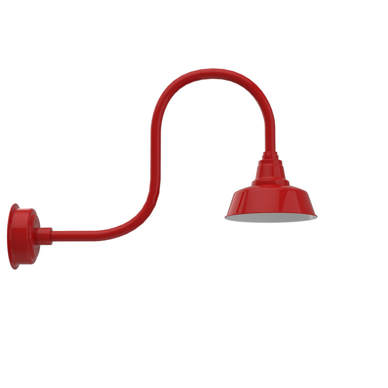 Luminaire de grange d'extérieur à DEL Vandervliet, H 9 po x l 10 po x P 17 po, Rouge cerise