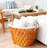 Yellow Wicker Storage Basket with Handles – Decorative Woven Organizer for Home-1372796802