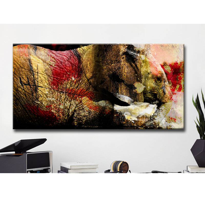 « éléphant v », impression sur toile tendue, H 12 po x l 24 po x P 1,5 po
